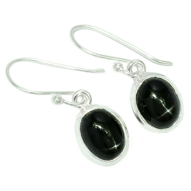 Black Star Diopside stud earrings in Sterling silver